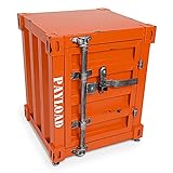 Beistelltisch Hocker im Industrial Container Look aus Metall - Orangerot