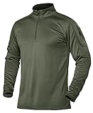 TACVASEN Männer Taktische Shirts Langarm Sportshirts Trainingsshirts Polohemden Atmungsaktiv Quick Dry, Armeegrün