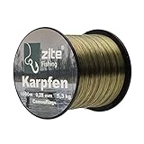 Zite Fishing Monofile Angelschnur in Camouflage – Karpfen-Schnur 0,28mm 1000m Spule - Abriebfeste Carp-Line Nylon-Schnur mit 5,3kg Tragkraft