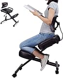 LJXiioo Ergonomischer Kniestuhl mit Rückenstütze, verstellbarem Hocker für zu Hause und im Büro - Verbessern Sie Ihre Körperhaltung mit einem abgewinkelten Sitz