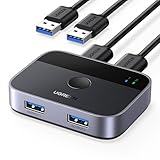 UGREEN USB Switch 2PC USB Switch 3.0 2 In 2 Out USB Umschalter mit 2 USB 3.0 A auf A Kabel für Tastatur, Maus, Drucker, Festplatten, USB-Kameras usw
