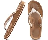COFACE Damen Zehentrenner Sommer Flip Flops Frauen Bequem Orthopädische Plateau Pantoffeln Sandalen Bade Strand Sport Zehentrenner rutschfest Gummifu ßbett EU40 Beig