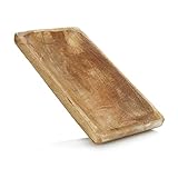 com-four® Deko-Teller aus Mangoholz - rechteckiges Holz-Tablett für Zimmerdeko - Holzschale für Obst und Snacks - Wohnaccessoire - Serviertablett als Raumdekoration (01 Schale - klein - Mangoholz)
