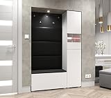 Furnitech GF84 Flur Dielenmöbel Garderobenschrank Dielenschrank Schuhschrank Flurmöbel Set Matt (Möbel ohne LED, GF84-21W-M2)