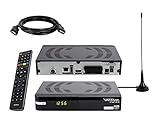 Vanatge VT-94 DVB-T2 Receiver inkl. 3 Monate gratis Freenet TV (Private Sender in HD), PVR Ready, Full-HD 1080p, HDMI, SCART, Mediaplayer, USB 2.0, 12V tauglich, 2m HDMI Kabel und DVB-T2 Antenne