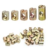 Forhandy 50 Stück Quermutterbolzen M6, Zylindermutter Kohlenstoffstahl Barrel Muttern 11mm 12mm 13mm 15mm 20mm, Schlitz Zylindermuttern für Kinderbetten Stühle Möbelb