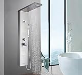 Zamery Duschsäule mit LCD-Anzeige und Handbrause mit 3 Funktionen, Hydromassage und Wasserfall-Dusche, multifunktionales Duschset aus Edelstahl, silberfarben gebürstet