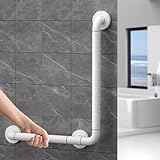 Haltegriffe für Senioren, Anti-Rutsch Sicherheitsgriff mit Fluoreszenz, 60 X 40cm Edelstahl Badewannengriff für die Wand-Montage, Duschgriff Winkelgriff 90° für Dusche und Badewanne, Weiß