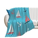 Kuscheldecke Kinder Segelboot-Muster Fleecedecke Sofadecke Couchdecke Wohndecke Flauschige Decke Für Jungen Und Mädchen 100x130cm