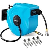 MASKO® 20m Druckluftschlauch Aufroller automatisch 1/4' Anschluss - Schlauchtrommel Wandschlauchhalter Schlauchaufroller trommel B