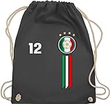 Shirtracer Fussball WM 2022 Fanartikel - 12. Mann Italien Emblem - Unisize - Dunkelgrau - em fanartikel - WM110 - Turnbeutel und Stoffbeutel aus Baumwolle
