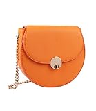 SIX Damen Handtasche, runde Minibag in knalligem Orange mit goldenem Verschluss, Umhängetasche mit Klappverschluss (726-784)