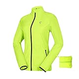 Women's Packable Windbreaker Jacket, Lightweight and Waterproof, Outdoor Active Cycling Running Skin Coat, Yellow XL