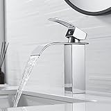 Vketo Wasserhahn Bad Wasserfall Badarmatur Einhandmischer Waschtischarmaturen Armatur Waschbecken für Badezimmer Chrom