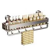 Duschregal – Duschablage | Badezimmer- | mit Saugnapf | Wandregal mit großem Fassungsvermögen für Küche | Saugnapf Duschregal Organizer mit 5 Haken Shampoo-Halter für Bad und Kü