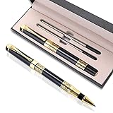 Cobee® Luxus Kugelschreiber, 1,0 mm Business Metall Kugelschreiber mit 2 Minen schwarze Tinte glatter Schreib Tintenroller, ausgefallener Kugelschreiber, Geschenk für Männer Frauen (schwarz)