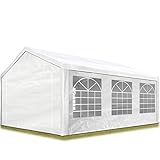 TOOLPORT Partyzelt Pavillon 3x6 m in weiß PE Plane 350 N Wasserdicht UV Schutz Festzelt G
