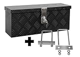 TRUCKBOX DB015 Schwarz + inkl. Montagesatz MON4002 Deichselbox, Werkzeugbox, Alu Riffelblech, Alubox, Staukasten, Anhängerkiste - ca. 13 Liter, Edelstahlhaus GmbH
