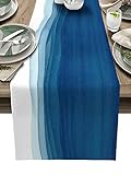 Wave Ocean Decor Esstischläufer, rutschfeste Tischdekoration für Kommode, Küche, Kaffee, Foyer, Tisch, Ombre blau weiß, rechteckige Garten, Hochzeit, Partys (33 cm breit x 274,3 lang)
