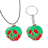 KTZM Horror Green Red Skull Halskette Schlüsselanhänger für Männer Frauen