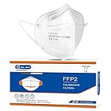 MEDI SANTÉ Weiße FFP2-Maske – Schachtel mit 20 einzeln versiegelten Stücken – CE 2163-zertifiziert – Atemschutzmaske mit hoher Filtration, Einwegmaske, Nasenclip, 5 Schichten