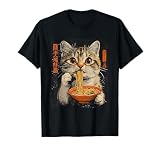 Japanisches Anime Cat Ramen Graphic Tee - Lustiges T-Shirt T-S