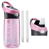 mountop Danum Kinder-Trinkflasche, 700 ml, mit Strohhalm, Tragegriff, Pink