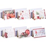 JOYIN 72 Stück Urlaub Weihnachten Rot Festival Grußkarten mit 6 einzigartigen festlichen Designs & Umschläge für Winter-Weihnachtszeit, Weihnachtskarten, Schenk