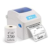 Versandetiketten-Drucker, Barcode-Thermodirektdrucker für Amazon Ebay PayPal Etsy Shopify Versandstation Stamps.com Ups USPS FedEx DHL, 10,2 x 15,2 cm, mit 350 Etiketten, nicht für Mac