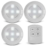 Eaxus® 3er Set LED Lampe Batteriebetrieben - LED Unterbauleuchte mit Fernbedienung und T