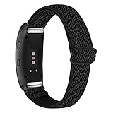 Krudary Verstellbares Gummiband Kompatibel mit Gear Fit2 / Fit 2 Pro, Soft Stretch Nylon Loop Armband Ersatz für Samsung Gear Fit 2 Pro / Gear Fit 2,(Schwarz)