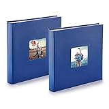 Fotoalbum XXL I Album 2er Pack zum Selbstgestalten (30x30 cm) I je 400 Bilder zum einkleben in 10x15 Format I blau