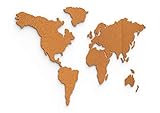 Kork-Weltkarte 100x50 cm – selbstklebende Pinnwand aus robustem 6mm dicken Kork – 3d Wandtattoo Weltkarte – von Davom (XL)