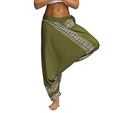 Frauen Casual Loose Yoga Hose Baggy Boho Aladin Jumpsuit Hosen, grün, one size