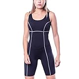 Aquarti Damen Schwimmanzug mit Bein Geschlossener Rücken, Farbe: Schwarz, Größe: 44
