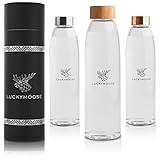 Luckymoose® 2x Glasflasche kompatibel mit Sodastream Crystal - 10% mehr Inhalt & 55% leichter - spülmaschinenfest, Edle Premium Flasche für Home & Office