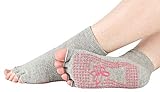 Piarini grau 1 Paar offene Zehensocken kurz ABS Socken Baumwolle Yoga-Socken offenen Zehen Pilates-Socken Fitness 39 40 41 42
