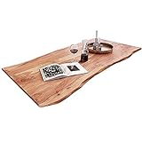 SAM Tischplatte 140x80 cm, Quarto, Akazie, naturfarben, stilvolle Baumkanten-Platte, Unikat