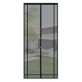 Sekey Magnet Fliegengitter Balkontür ohne Bohren Zuschneidbar, Türvorhang Fliegenschutz, Insektenschutz Tür Vorhang mit Verbreitertem Klebeband 90x210cm, Schw