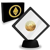 innoGadgets Ethereum Medaille mit Ständer | Edle Geschenkbox | Stilvoller Rahmen mit Schwebe-Effekt | Farbe Schwarz