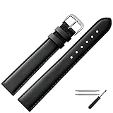 MARBURGER Uhrenarmband 14mm Leder Schwarz XL - Werkzeug Montage Set 6601410000120