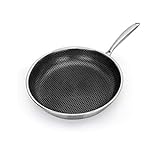 Stainless Steel Skillet Nonstick Fry Pan Induction Compatible Multipurpose Cookware Use for Home Kitchen or Restaurant