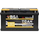 BSA Autobatterie 110Ah 12V 920A/EN ersetzt Batterie 100Ah 90Ah 105Ah 95Ah +30% Startleistung verschlossen