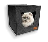 Katzenhöhle aus Filz mit Anti-Rutsch Boden Katzenbox passend für Ikea Regal Kallax und Expedit mit herausnehmbaren Kissen Katzenhaus Filzhöhle für Katzen und kleine Hunde Katzenkorb (Anthrazit)