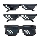 3 Stück Pixel Mosaic Brille, Thug Life Brille, Sonnenbrille Pixelated Sonnenbrille, Kunststoff Pixel Sonnenbrille, Pixel Funny Sonnenbrille, für Kinder Erwachsene (Schwarz)
