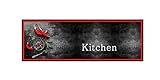 Deko Küchenläufer Küchenmatte Dekoläufer Teppiche Teppich Läufer Matten Teppichläufer Schmutzfangmatte rutschfest für Küche Küchen waschbar waschbarer Küchendeko Modell Spicy Kitchen schwarz rot