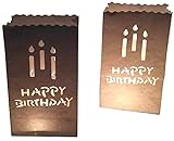 10 Stück Papier Lichttüten Lichtertüten Geburtstag Happy Birthday Kerzen für Teelichter Kerzen Laternen weiß Kerzenhalter Kerzentüten