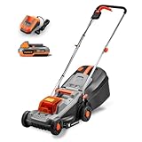 Fuxtec 20 V Akku-Rasenmäher FX-E1RM20-ECO-SET inkl. Akku + Ladegerät, Rasenmäher für kleine bis mittlere Gärten, Schnittbreite 30 cm, 30L Grasfangkorb, Schnitthöhe 30-70