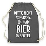 wowshirt Turnbeutel Bitte Nicht Schubsen ich Hab Bier im Beutel Festival Party Feiern, Farbe:Graphite Grey