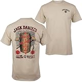 Jack Daniel's Whisky Barrel Print T-Shirt vorne und hinten, Beige, XL